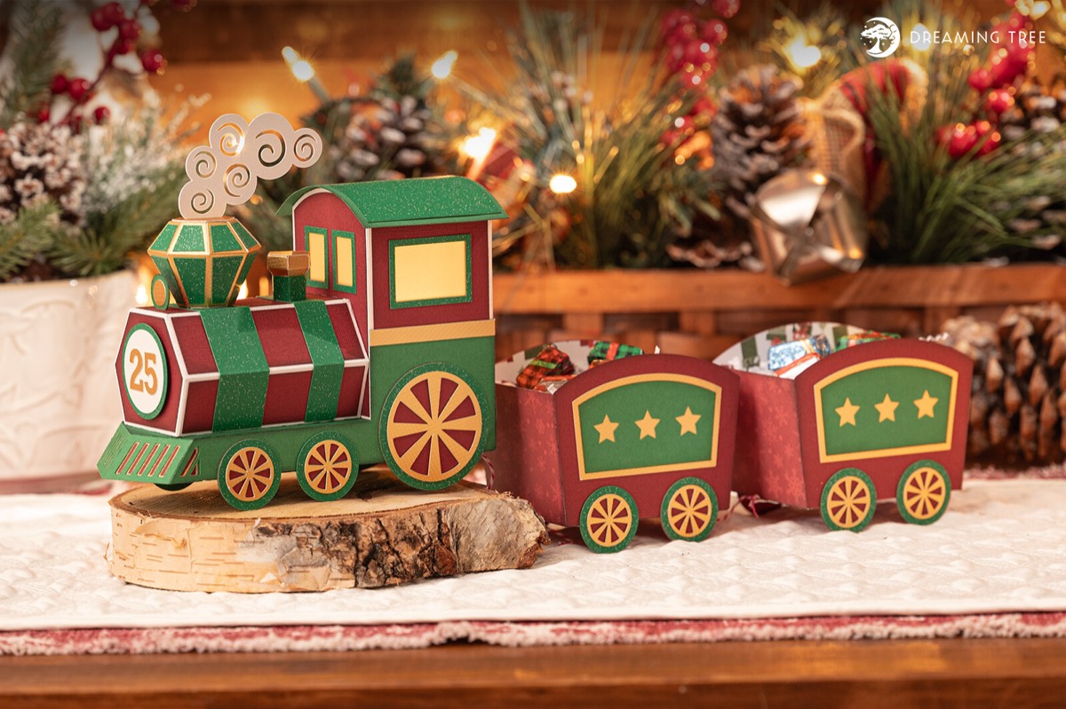 Train de l’Avent en papier à découper à la Cricut